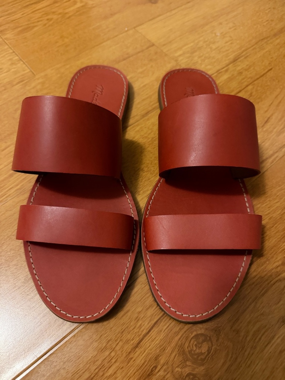 Madewell Red Double-Band Slide Sandals